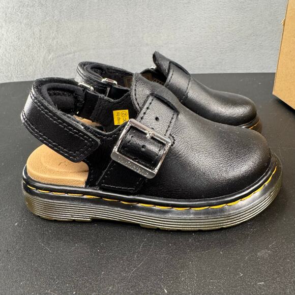 Dr. Martens Junior JORGIE Leather Slingback Mules Sandals Size Kids 6 Black - Picture 1 of 9